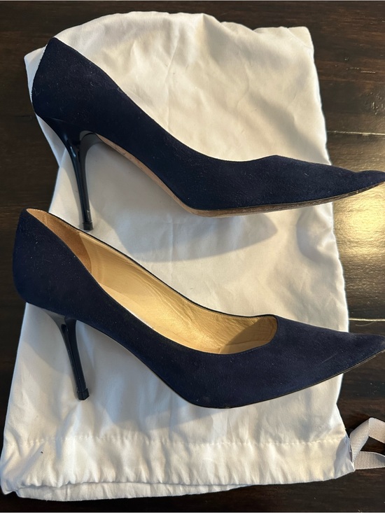 Jimmy Choo Shoes - Women's Jimmy Choo Navy Suede Pointed-Toe Pumps